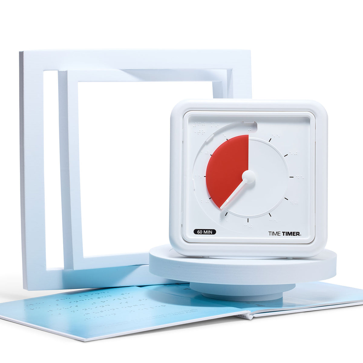Time Timer BRAILLE 60 min - 19x19 cm - Hvid/rød