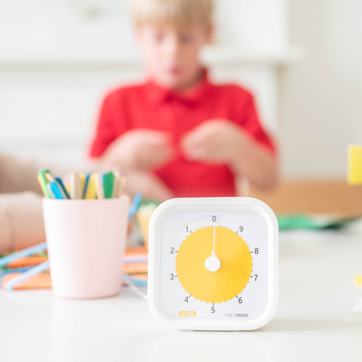 Time Min Time Timer MOD Education 10 min - 9x9 cm - Hvid/gul – TimeTimer.dk